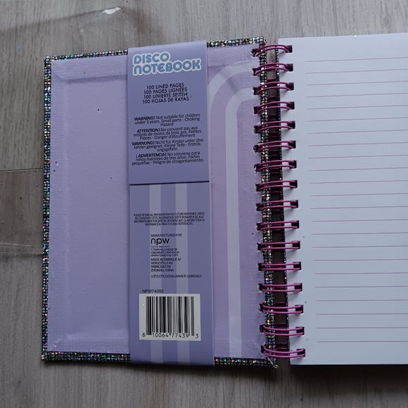 NEW NPW Disco Notebook Spiral Bound Metallic Glitter Lined 6" - Picture 2 of 7
